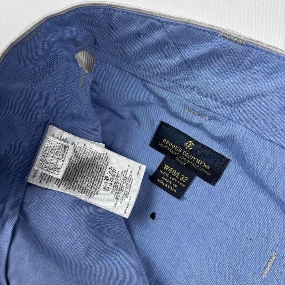 Brooks Brothers Chino Clark Pants W40 L32 100% Cotton Light Blue And Gray Lot 2 - Picture 8 of 16